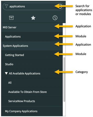 ServiceNow Application Navigator